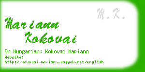 mariann kokovai business card